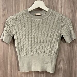sunday best aritzia grey short sleeve cropped sweater knit SIZE XXS
